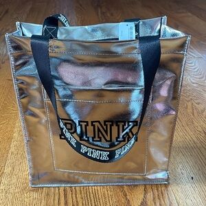 PINK shiny silver bag NWT